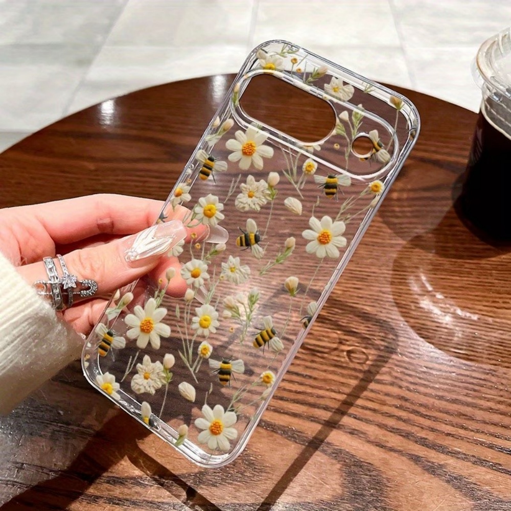 Google Pixel 9 Pro - Niedliches Honigbienen-Blumenmuster Weiche Transparente Handyhülle für